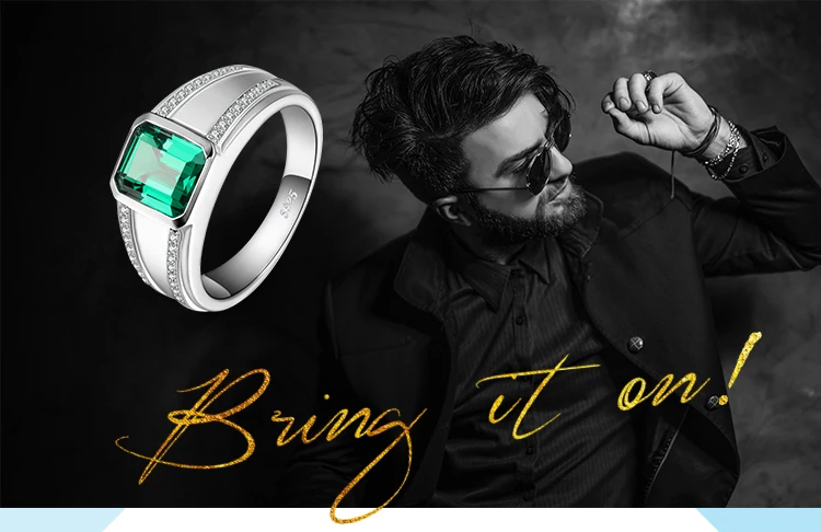 JewelryPalace классический для мужчин создан нано русский изумруд кольцо на свадебный Юбилей 925 пробы серебро