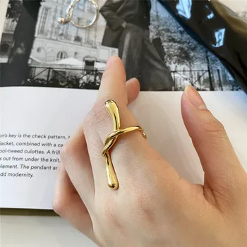 

RUIYI Real 925 Sterling Silver French Style Hyperpole Punk Rings Women Minimalist Original Design 18k Gold Plated Niche Rings