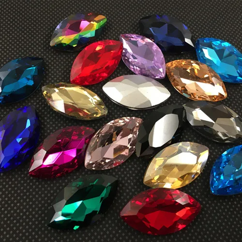 Navette Crystal Stone Point Back стеклянный лошадиный глаз Стразы|bead barrel|glass bead necklaceglass sanding |