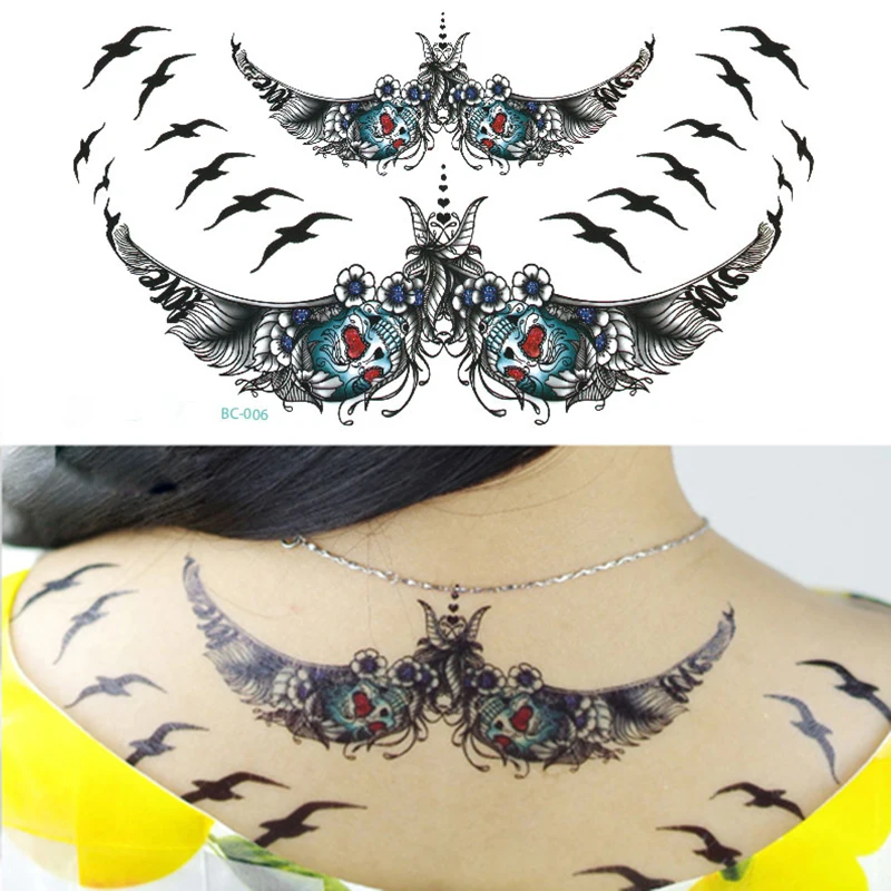 BC006 Большая водонепроницаемая наклейка на грудь и ключицу для живота и спины, временная татуировка с художественными модными стилями для женщин и девушек - Цвет: BC006