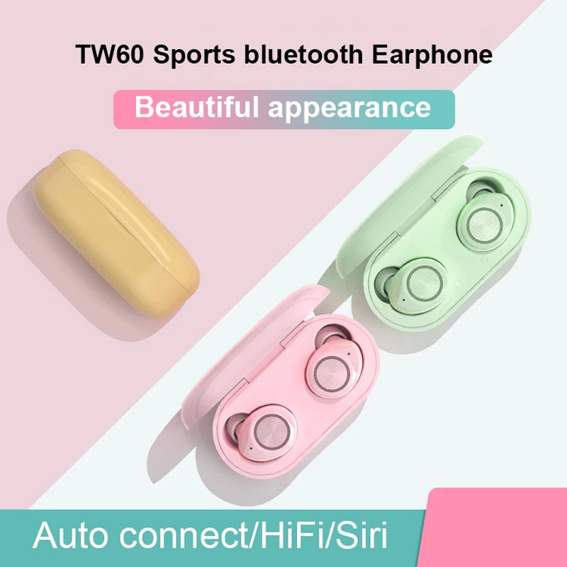 TWSEarphone TW60 беспроводные наушники Bluetooth наушники Air BT5.0 сенсорная гарнитура TWS iPX6 3D стерео спортивные наушники с Micphone