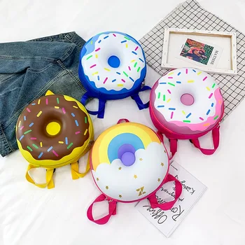 

Fanny Donut Shape Shoulder Bag Cute Leather Crossbody Bag Girls Children Round Purse Long Strap Messenger Bag Small Harajuku