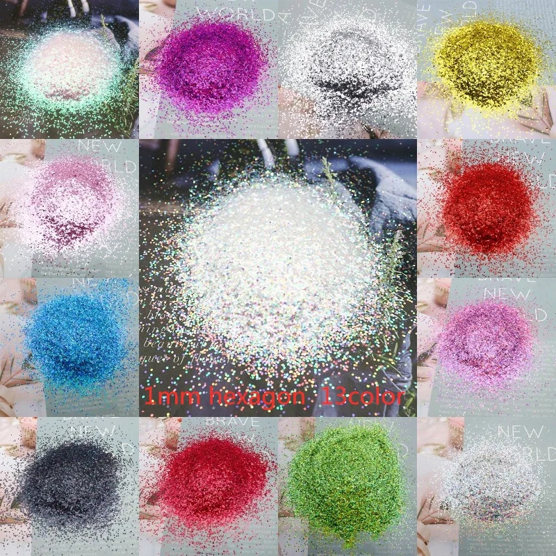 Laser Hexagonal Sequins Pure Color Sequins Shiny Nail Polish Powder Flaky Nail Art Patch Jewelry Material 20g50g1mm