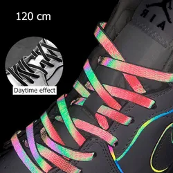 Lacet réfléchissant de 120Cm pour adulte, avertissement de sécurité nocturne, sport en plein air, couleur changeante au Laser 