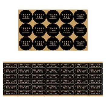 

5Sheet/Set Thank You Stickers Vintage Brown Kraft Paper Labels Envelope Seal Birthday Party Baking Food Baby Shower Wedding