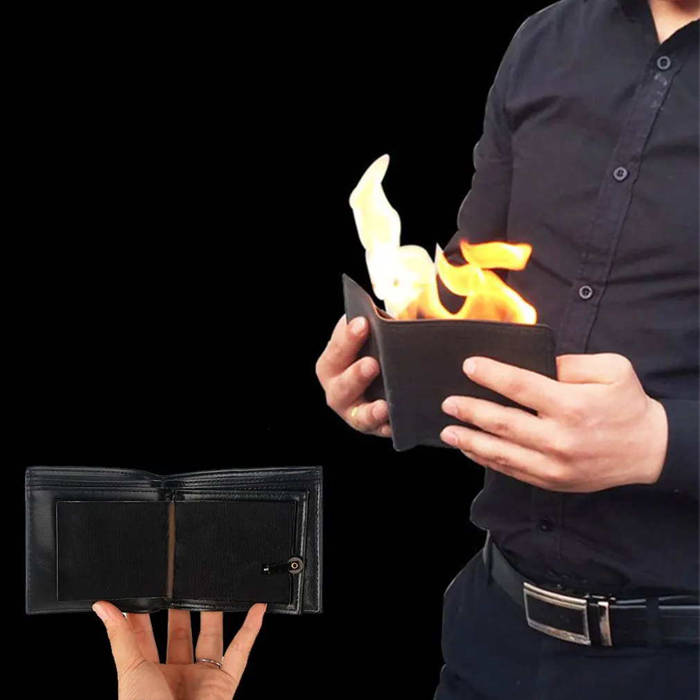 Горячее предложение! Распродажа! Новинка, магический трюк, огненный кошелек, большое пламя, волшебник, кошелек для фокусов, сценическое уличное шоу, Модный Резиновый двойной кошелек
