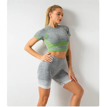 

New Seamless Tank Tops Push Up Running Shorts Suits 2-piece Gym Sports SetsHigh Elasticity Comfortable Outdoor Sports Suit