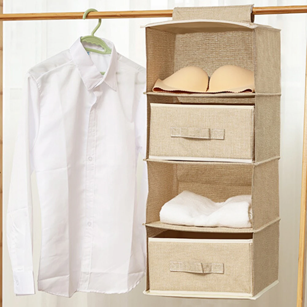 4-Слои подвесная сумка Шкаф Одежды Органайзер корзина Хранение продуктов питания ящик Организация дома аксессуары