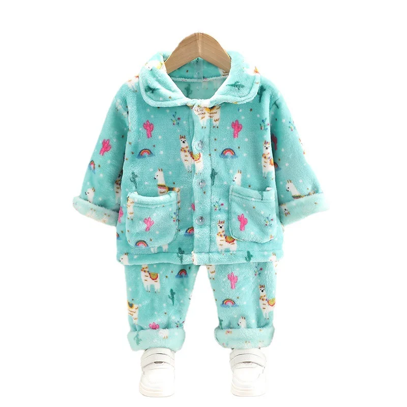 

New Children Sleepwear Autumn Fashion Cartoon Coat Pants 2Pcs/Sets Toddler Boys Costume Kids Pajamas Winter Baby Girls Clothes