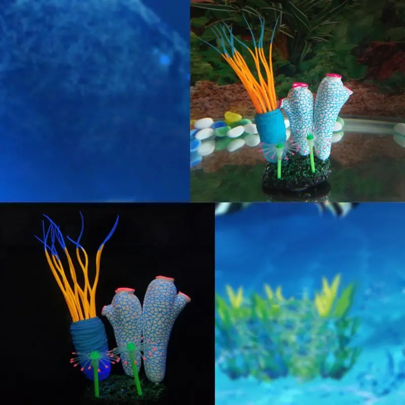 Моделирование морского дна мягкое тело Ascidian щупальца аквариумные украшения светящийся Аквариум Ландшафтный 090C