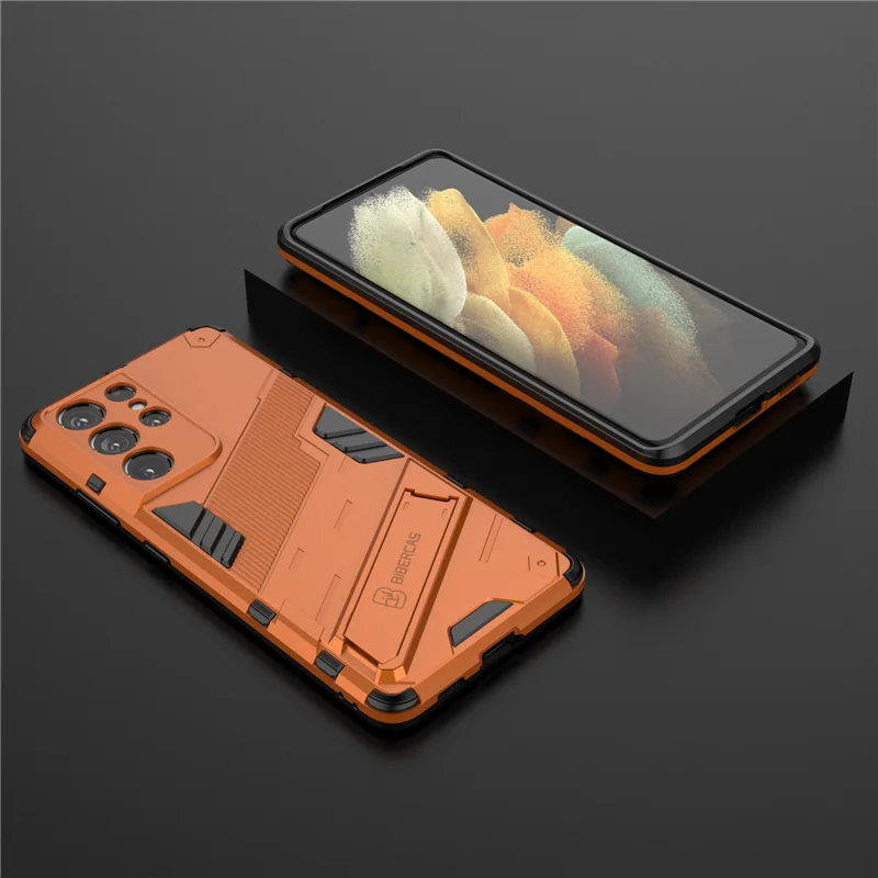 Armor Cyber Shockproof Case For Samsung Galaxy S21 FE S22 Ultra Plus M31 M51 A12 A13 A32 A52 A72 A53 A33 A03S Slim Stand Cover galaxy s21 fe 5g case