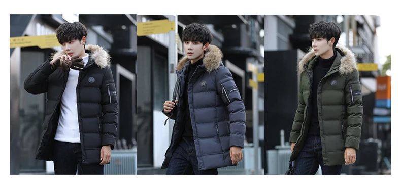 Мужская зимняя куртка, корейская мода, длинное пуховое пальто, пуховики, мужская зимняя куртка, уличная куртка с капюшоном, толстое теплое мужское толстое пальто
