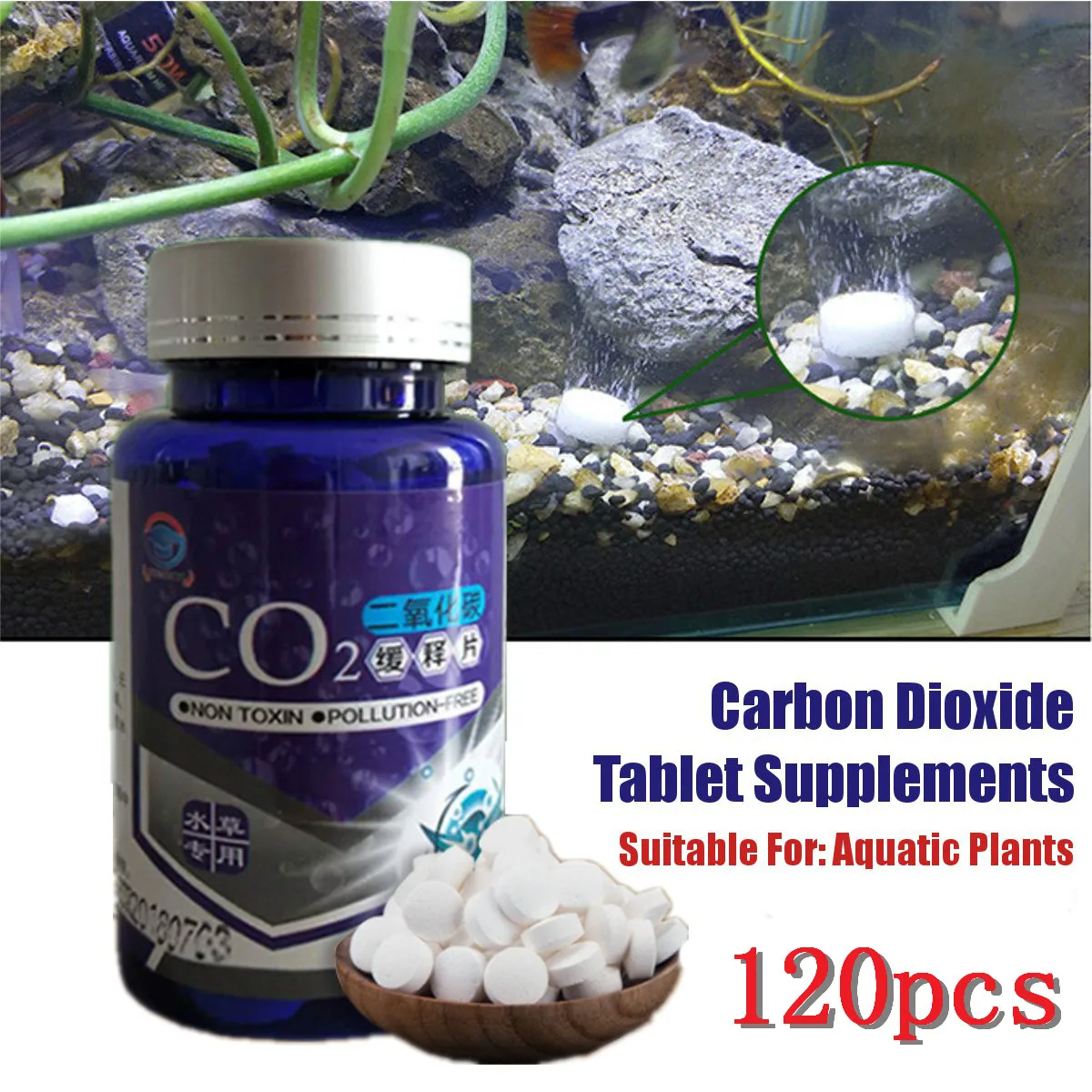 Difusor de rebanada de dióxido de carbono CO2, tableta de agua, hierba para acuario, plantas, hojas acuáticas, flotador, productor de hierba para pecera, 120 uds.