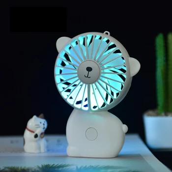 

Usb Handheld Fan Cute Cartoon Three-Speed Big Wind Night Light Charging Handheld Wind Portable Small Fan