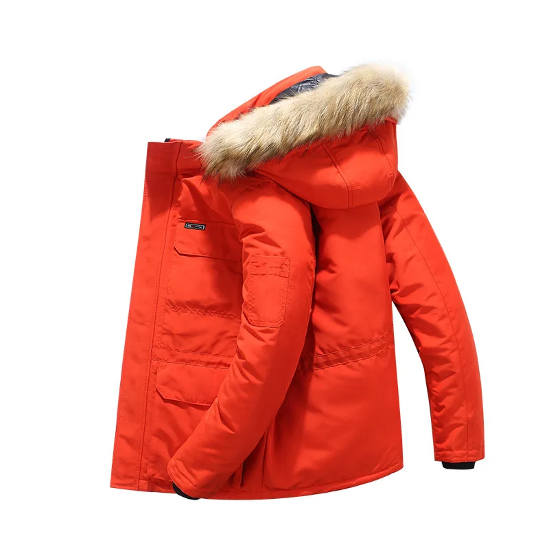 Plus Size Mid-Long Winter Jacket Men Windbreaker Thick Warm Fur Collar Mens Parkas Multi-pocket Outwear Classic New Wear Coats