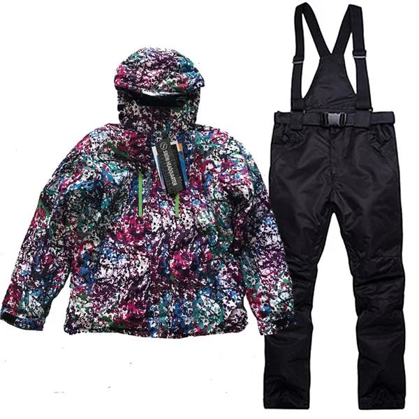 SAENSHING, зимний лыжный костюм для женщин, водонепроницаемый, 10 K, супер теплый комплект для сноубординга, женская зимняя куртка с лыжной маской+ штаны для сноуборда - Цвет: PP BK SET