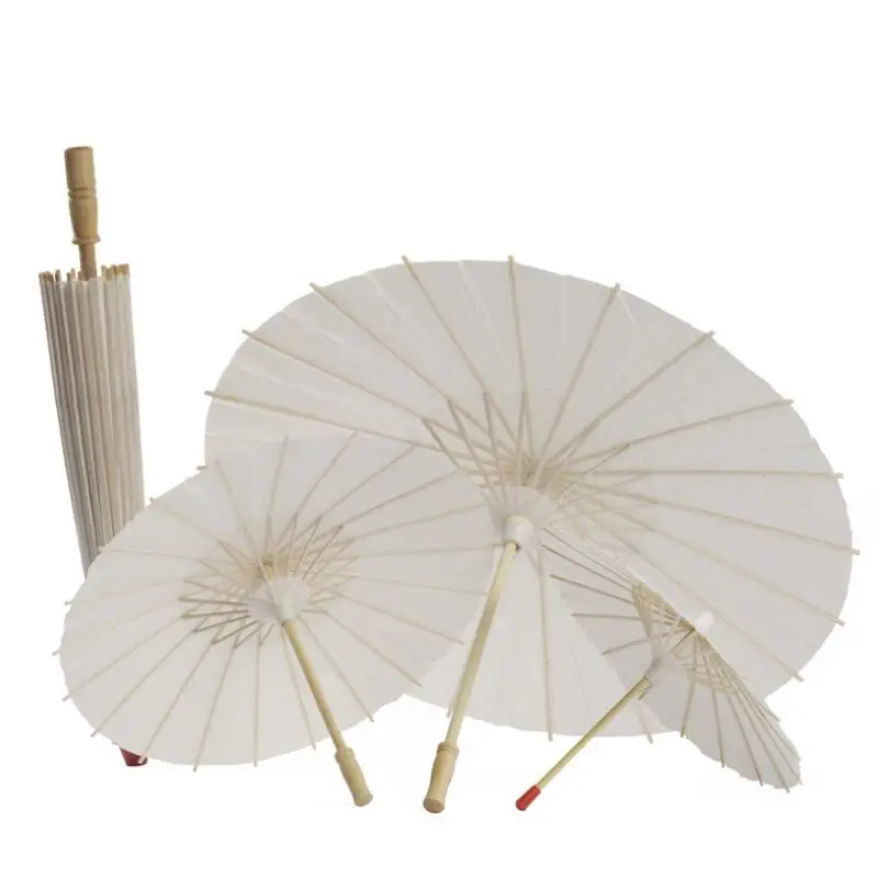 

Free shipping 40 60cm Diameter Chinese Traditional Paper Parasol Bamboo Frame Wooden Handle Wedding Parasols LX7332