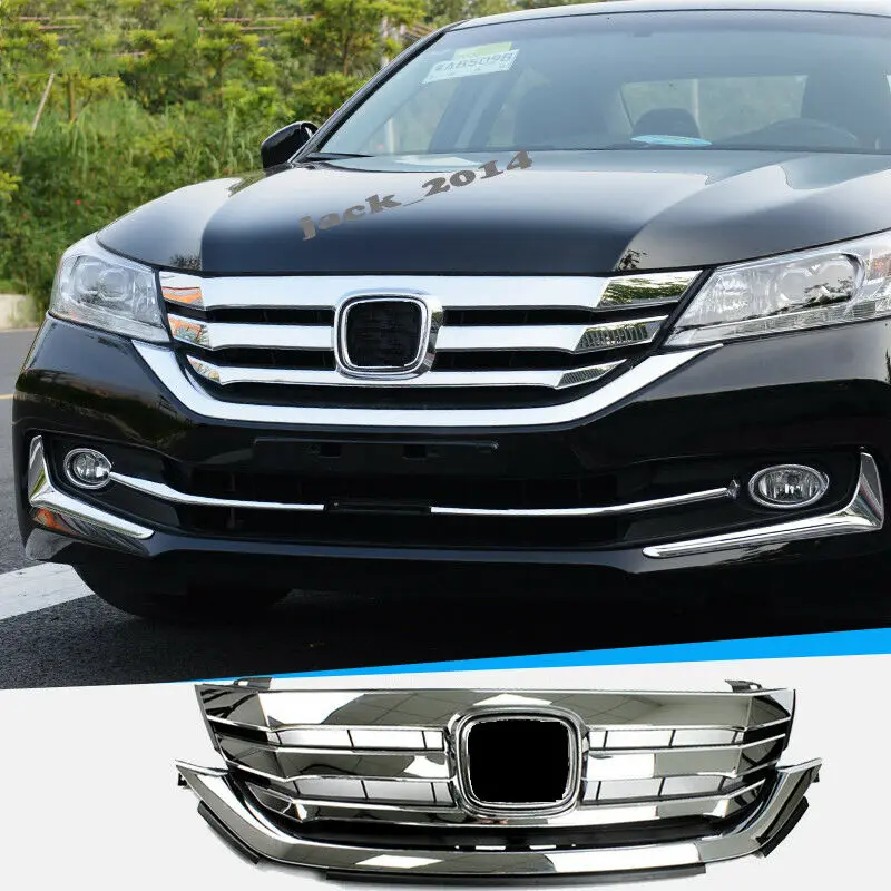 Подходит для 2013 9th Gen Honda Accord 4 двери ABS Хром Передняя решетка гриль