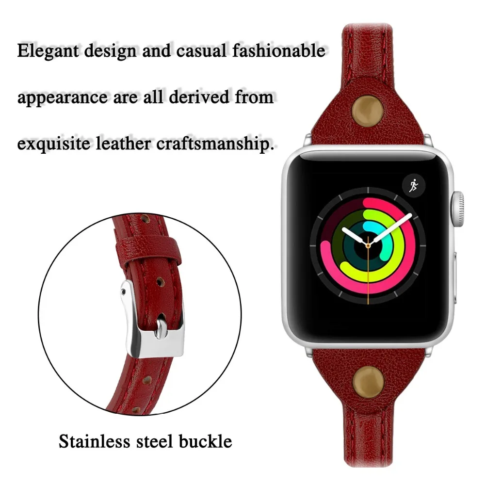 Ремешки для Apple Watch 38 мм 40 мм 4 44 мм кожаный браслет для Apple Watch ремешок 5 4 3 2 1 для iWatch серии 42 мм женские ремешки