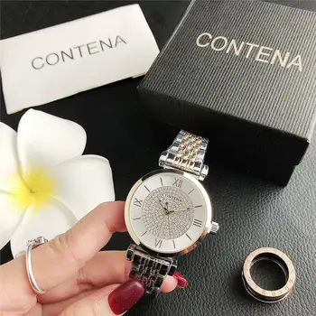 

Contena trend full diamond bar small watch women luxury luxury fashion ladies watches