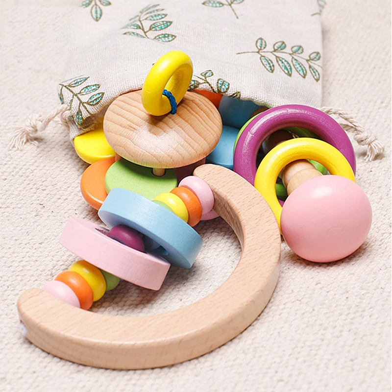 1pc Baby Wooden Rattles Grasp Play Game Teething Infant Toys Early