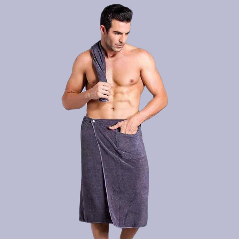 Soft Man Wearable Bath Towel With Pocket Soft Mircofiber Magic