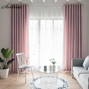 

Living Room Window Blackout Grey Curtain Ready Modern Bedroom Door Roman Short Ticker Kitchen Curtains Flower Jacquard Drapes