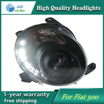 

Car Styling for Fiat 500 Headlights LED 2007-2012 Fiat 500 Headlight Bi-Xenon Head Lamp LED DRL Car Lights