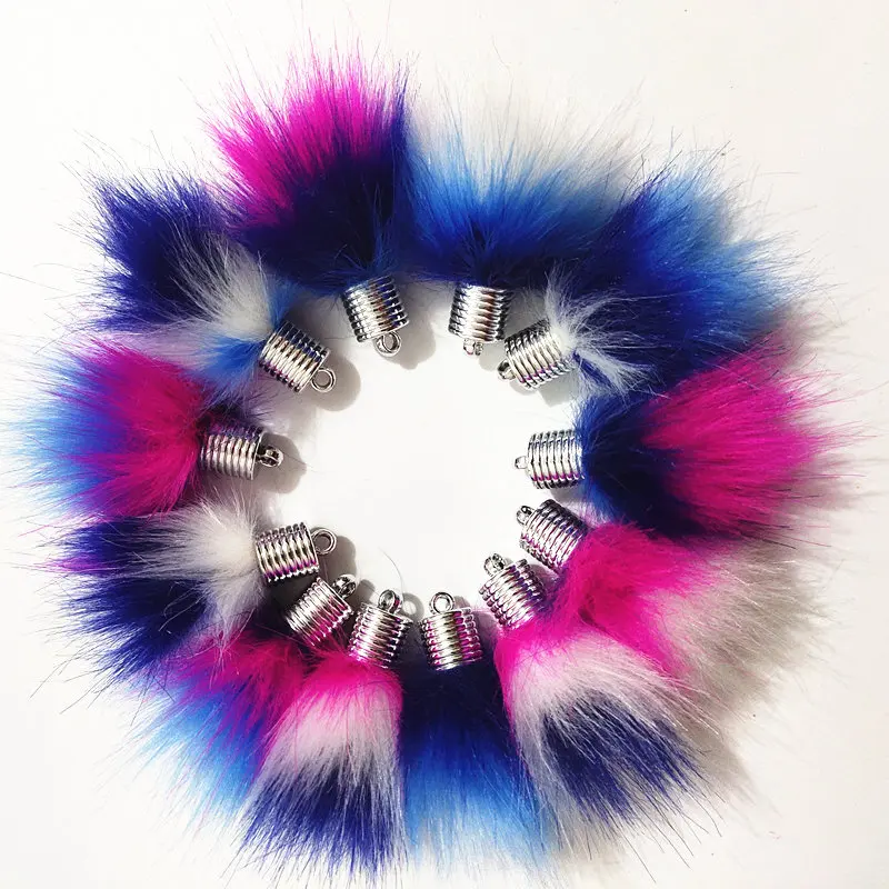 

2020 New Style Buds Design Faux Rabbit Fox Fur Pompon 7 cm Small Pendant For Bag Key Chain Curtain Tassel Handmade Crafts Gifts