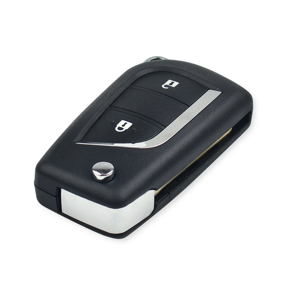 KEYYOU 10 шт. 2 кнопки флип-пульт дистанционного ключа чехол для Toyota Corolla EX VIOS Автомобильный ключ корпус без выреза пустая головка для стержня Замена