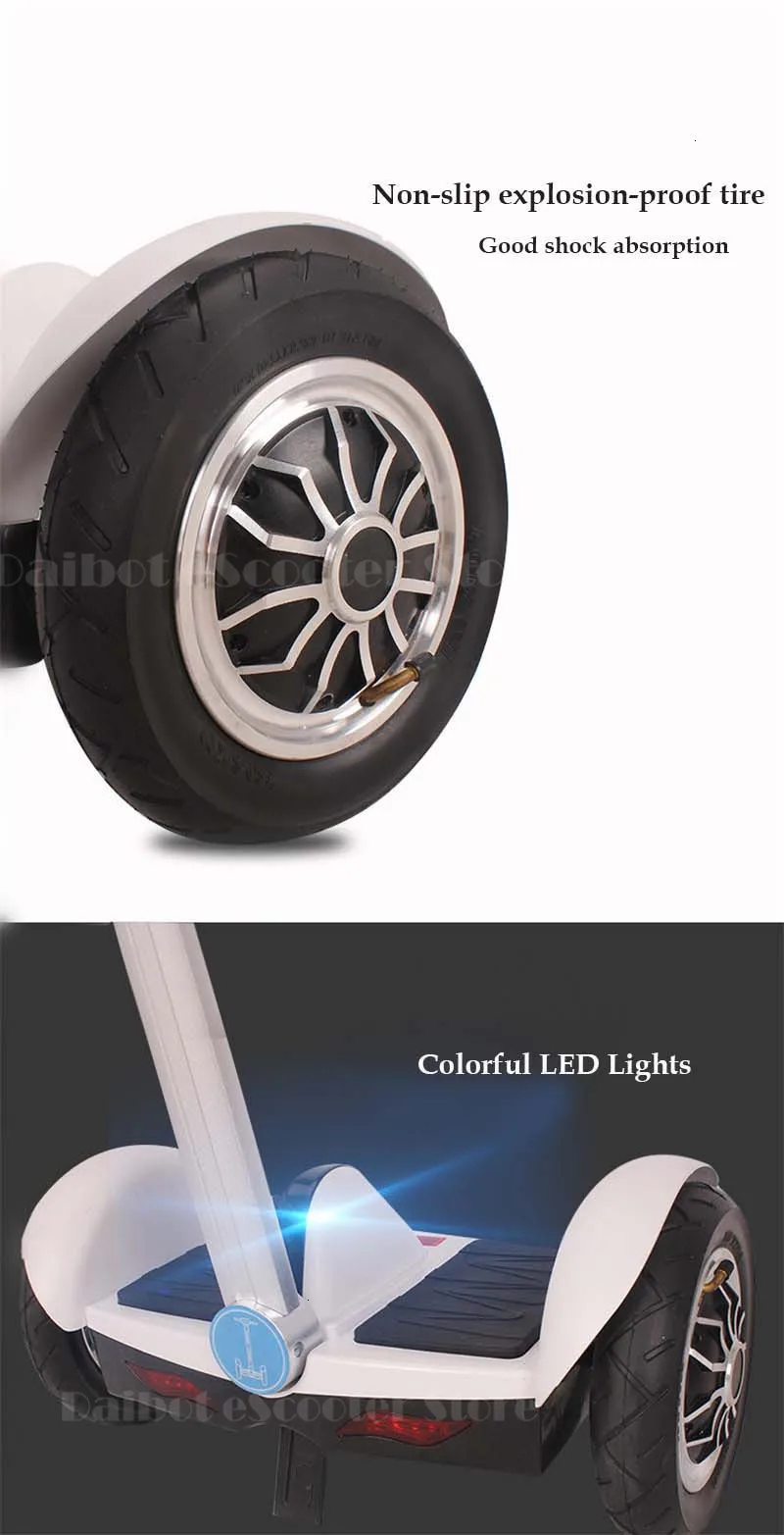 Daibot 2 Wheel Electric Scooter Self Balancing Scooters 10Inch 36V Adult Kid Hoverboard Skateboard With Bluetooth Speaker  (36)