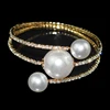 AOUSIX New Crystal Gold Silver Plated Bangles Pearl Bride Bracelet Woman Pearl Open Bracelet Pulseras Mujer Holiday Gift 3