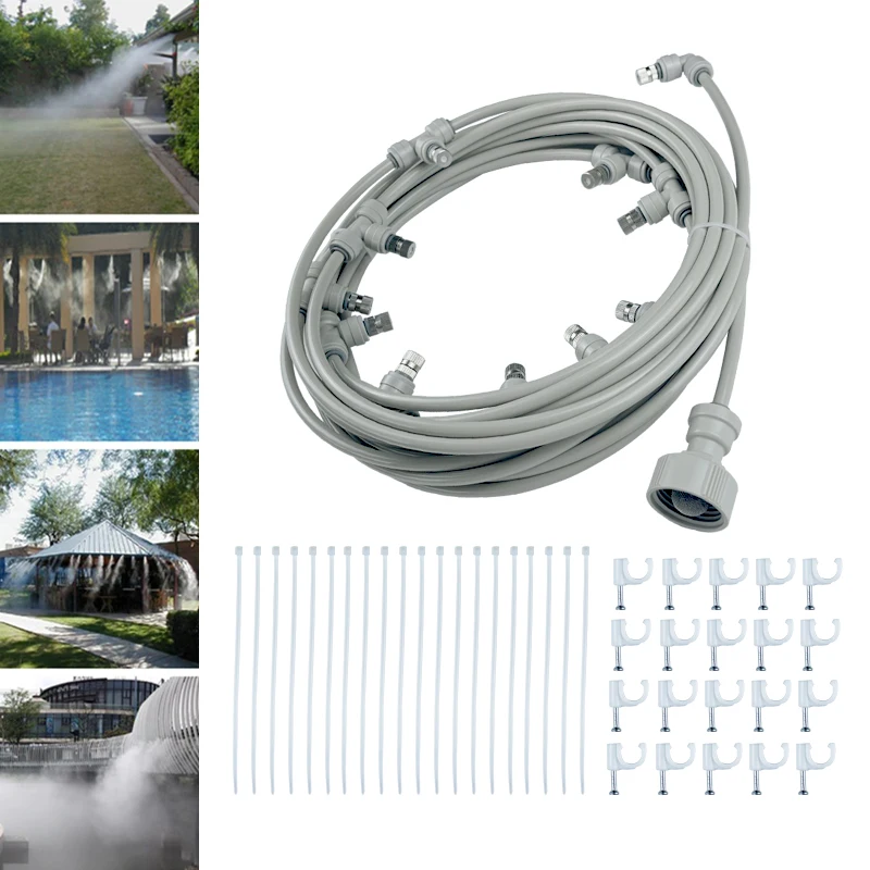 

6MM Quick Pushing Nozzle Low Pressure Atomizing Misting Cooling Water Fog Sprayer System For Garden 3/4'' Plastic Adapter