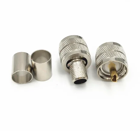 10 Pz Pl259 So239 Uhf Maschio A Crimpare Per Rg8 Rg213 Rg165 Lmr400 Cavo Ottone Rf Connettori Adattatore Coassiale