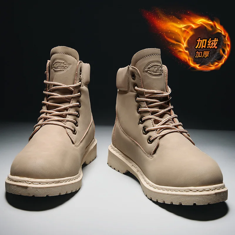 

2019 Autumn & Winter New Style Men Martin Boots plus Velvet Warm Casual Ankle Boots England Worker Boot Outdoor Short Boots