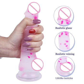 Jelly Medical Silicone Dildo Realistic Adult Toys Soft Strapon Artificial Penis New Dildos Bullet Colourful Sex Toys for Woman 5