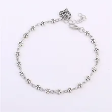 Европа и Америка Ретро Серебряный тибетский серебряный полый Слива маленький цветок ноги украшения персик в форме сердца браслеты хо