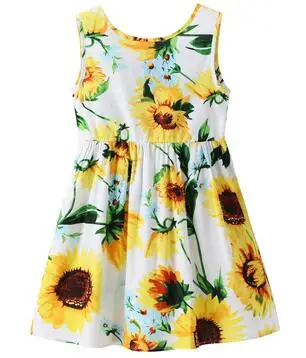 Детские платья для девочек; милое платье до колена с цветочным рисунком и короткими рукавами; удобная повседневная одежда из ткани - Цвет: YY0008-YE