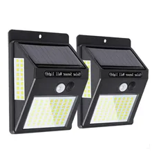 1/2/4pcs 100 LED Solar Light Outdoor Waterproof 3-side Solar Sunlight Powered Lamp PIR Motion Sensor Wall Lamp for Garden Decor