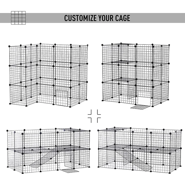 36PCS Iron Mesh Small Animal Cage DIY Kennel Fence Running Play Pen Pet Playpen Cat Rabbits Guinea Hamster Crate House Barrier 5