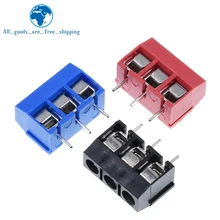 10 Uds. De tornillo KF301- 3 P, bloque de terminales de 5,0mm, conector de Bloque de terminales pcb empalmeable de 3 pines, negro, rojo y azul