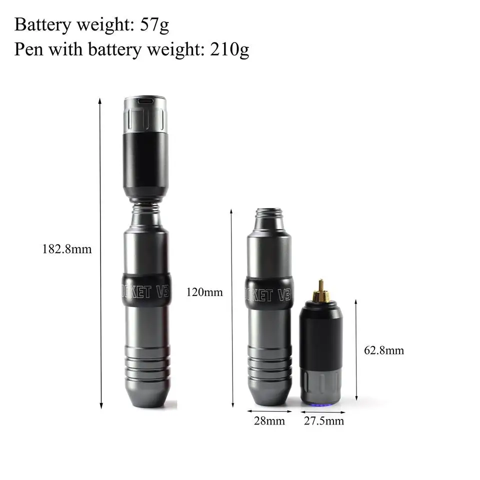 Ракета тату ручка батареи пакет мини беспроводная роторная татуировка машина питания быстрая зарядка