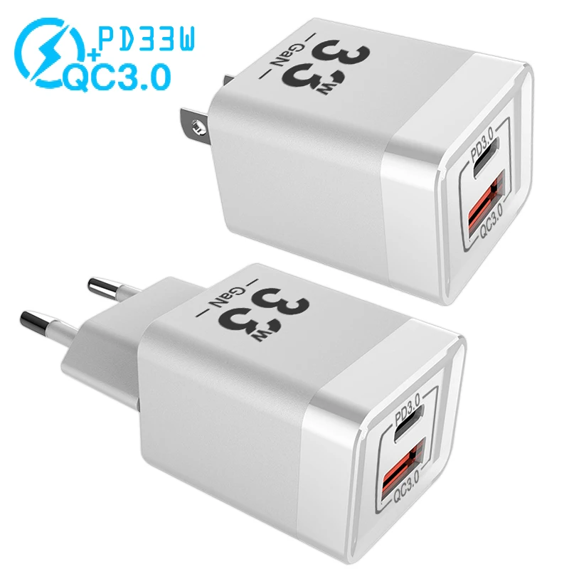 GAN PD 33W Quick Charger EU/US Charge Plug USB Type C Output For iphone