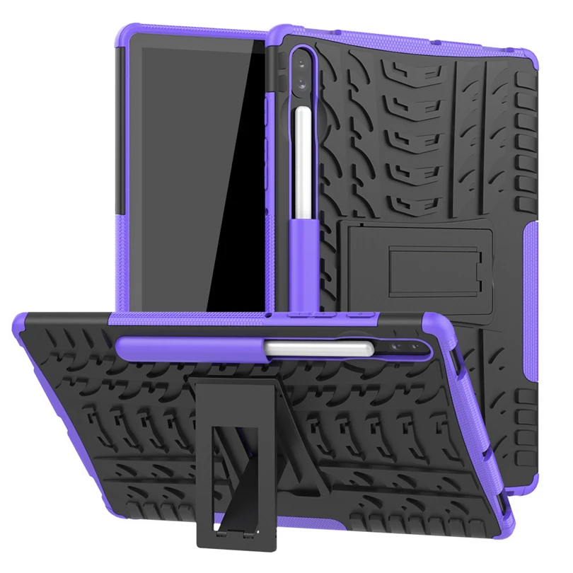 Фиолетовый Rugged Hybrid Stand Case For Samsung Galaxy Tab S6 10.5 SM-T865 SM-T860 T860 T865 Shockprrof Tablet Shell 10.5Inch For Kids - Цвет: Фиолетовый