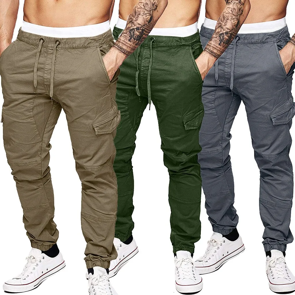 Облегающие мужские спортивные брюки для фитнеса, прочные тактические штаны, повседневные свободные спортивные штаны с завязками, эластичные мужские брюки