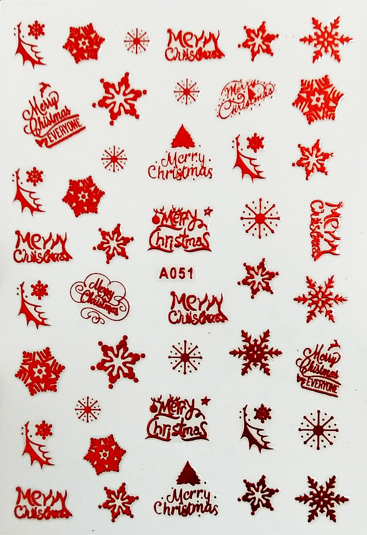 Веселый Рождественский стикер для дизайна ногтей s украшение 3D наклейки для ногтей для маникюра дизайн луна снег красный стикер для дизайна ногтей задний клей - Цвет: A051 RED