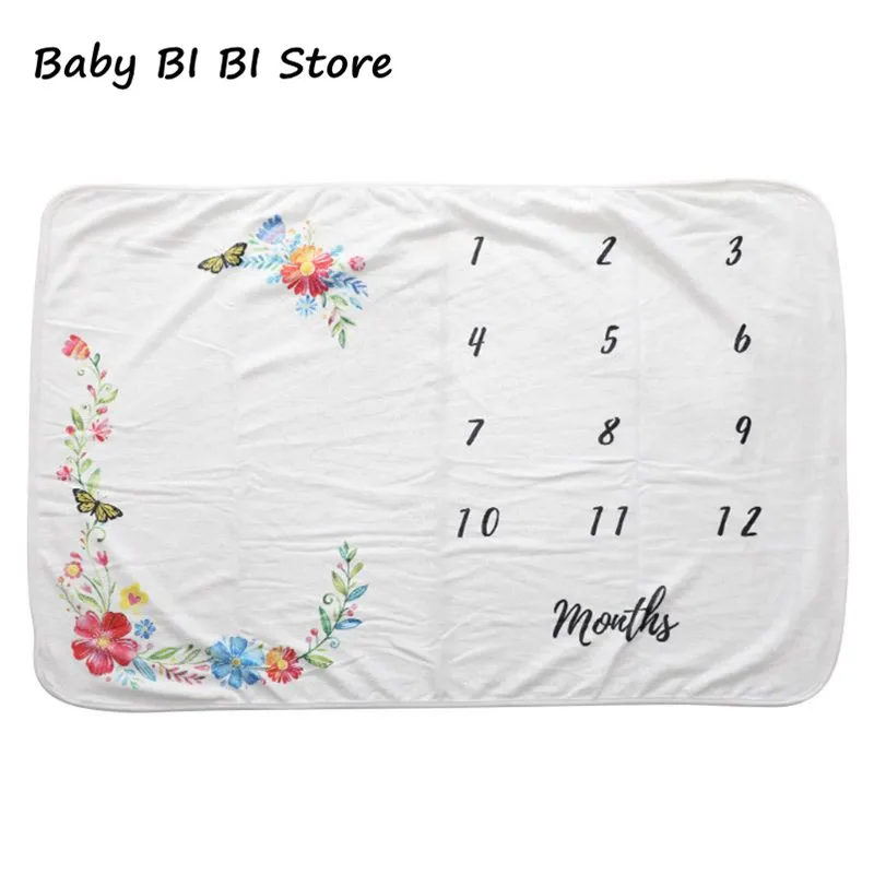 Newborn Baby Monthly Growth Milestone Blanket Infants Photography Prop Background Cloth Butterfly Printing Mat