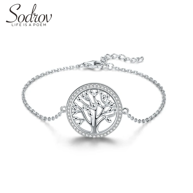 925-Sterling-Silver Bracelet 925-Jewelry Found Tree-Of-Life Women Charm Couples Sodrov