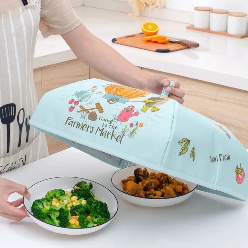 Copertura isolante per verdure, spolverino pieghevole in alluminio per pasti, accessori da cucina, coperture riscaldanti per pasti, organizer per riporre gli oggetti_voghion.com