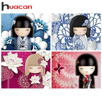 

Huacan Diamond Painting Full Drill Girl Decor For Home Wall Art Mosaic Cartoon Picture Of Rhinestones Flower Wall Art